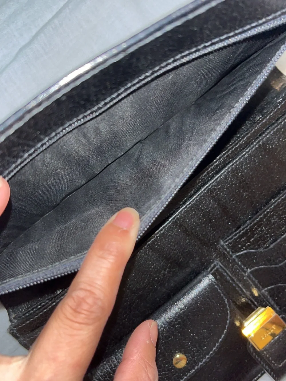 Bally Black Leather Clutch with Gold Hardware